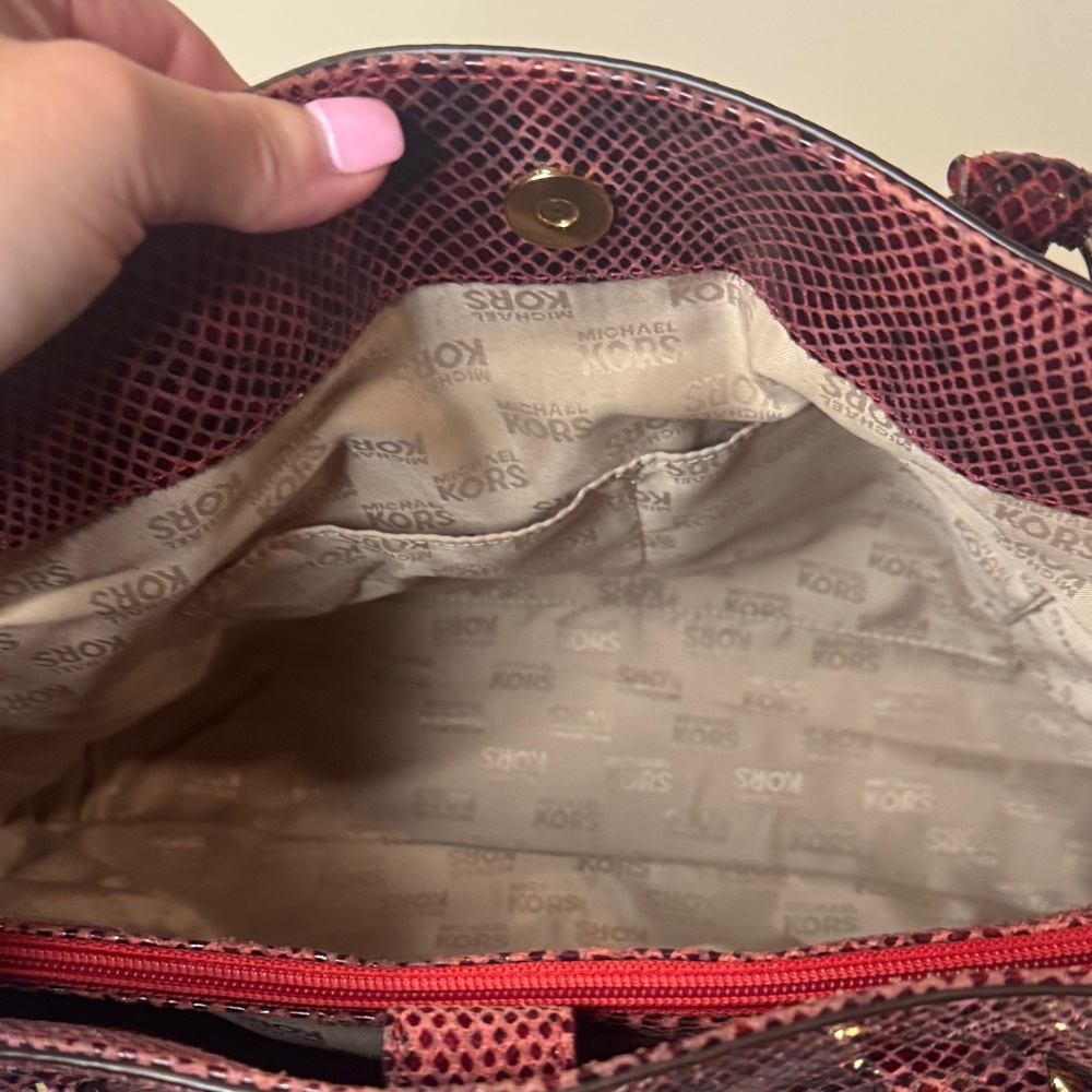 Michael Kors Bedford Red & Black Python-Embossed … - image 13